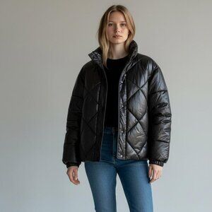 Black Quilted Puffer Jacket | Size 12 | Lightweight & Warm | Hardly Worn
